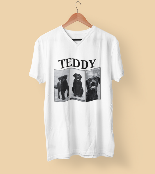 Personalised Vintage style dog photo and name T-shirt